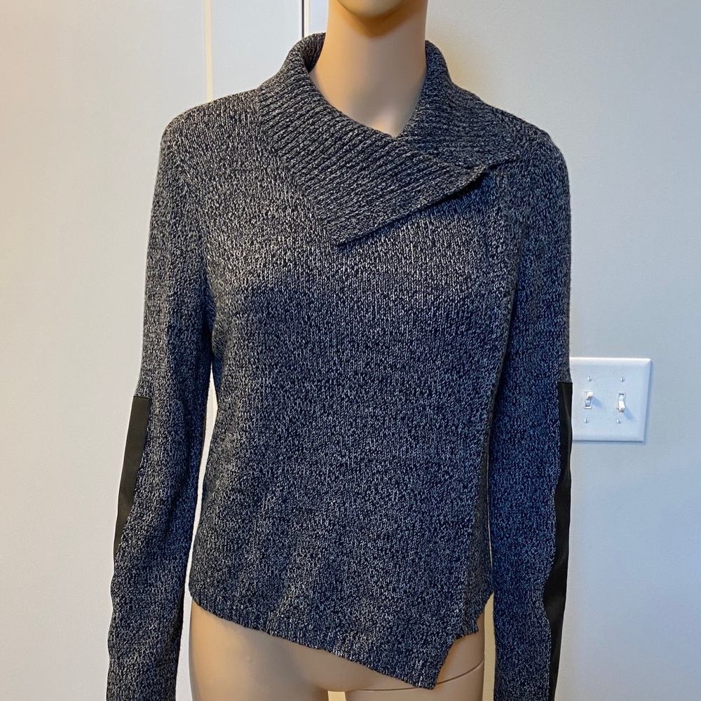 BCBGMaxAzria Marled Black Sweater with Black Accents